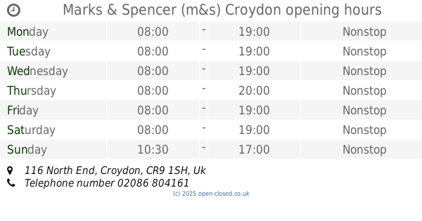 Croydon Marks and Spencer Opening Hours