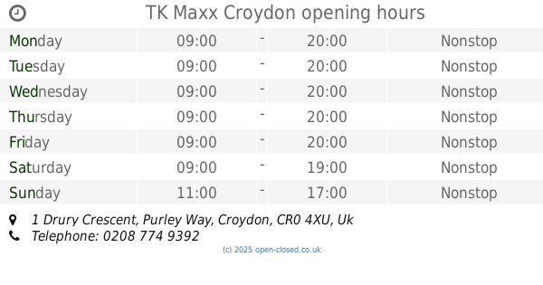 Tk Maxx Purley Way Opening Hours