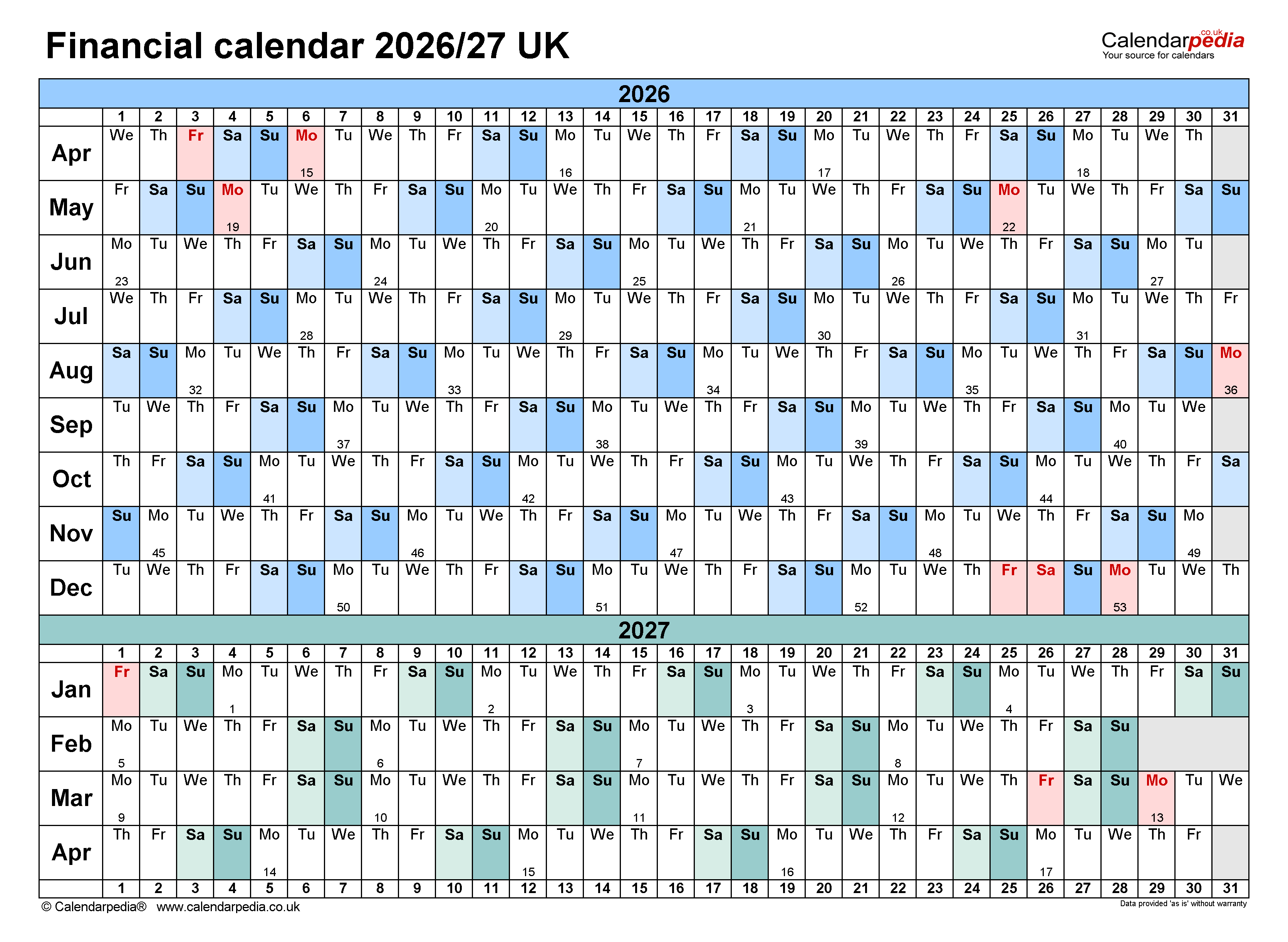 How Many Bank Holidays from April 2026 to March 2027