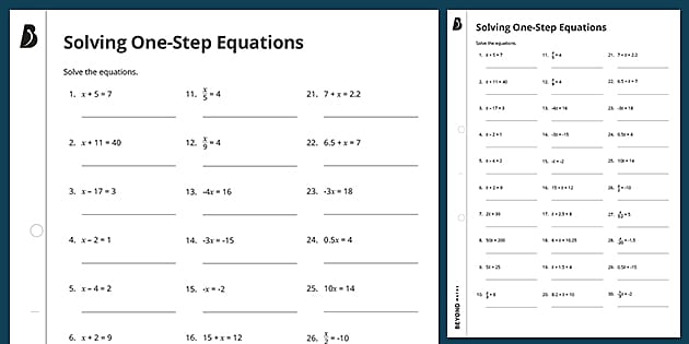 Solving Equations with One Variable Worksheet