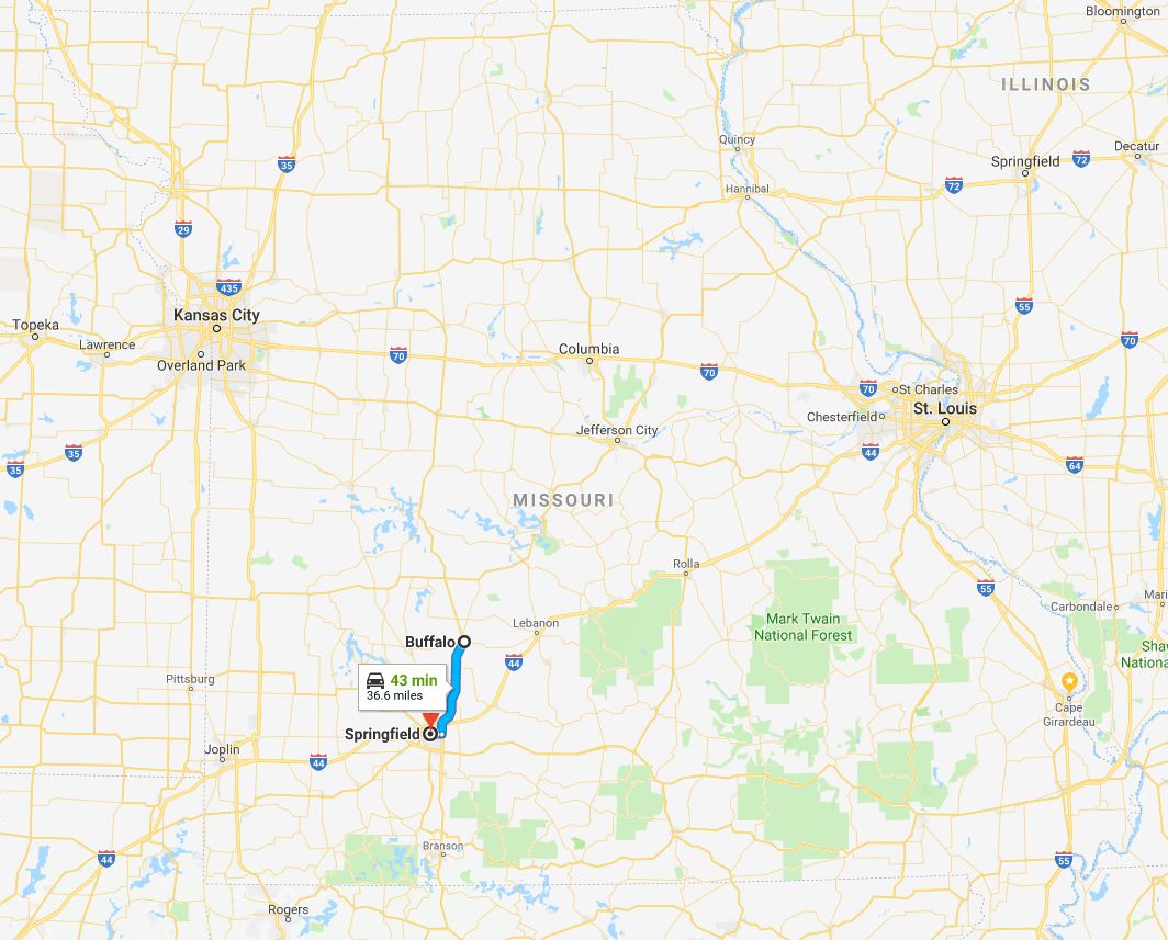 Branson to Springfield Mo