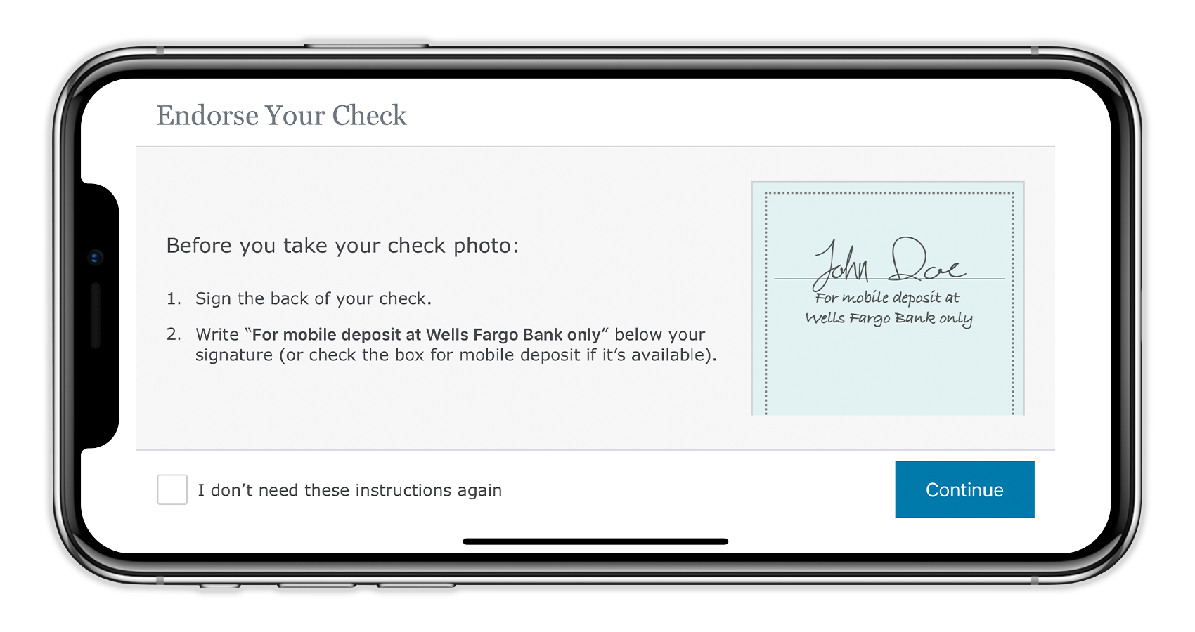 Wells Fargo Mobile Deposit Endorsement