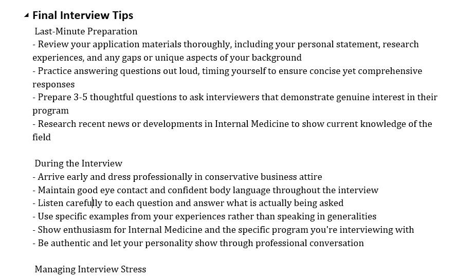 Interview Questions for Residency Internal Medicine